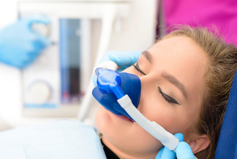 Patient receiving comfortable sedation dentistry care